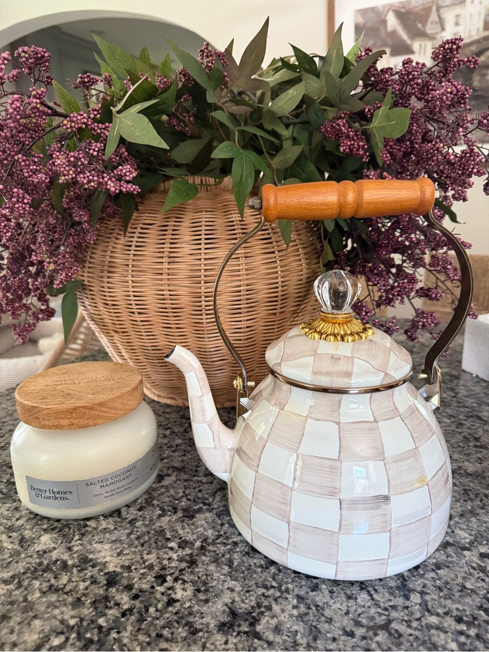 Mackenzie-Childs mocha check 2-Quart